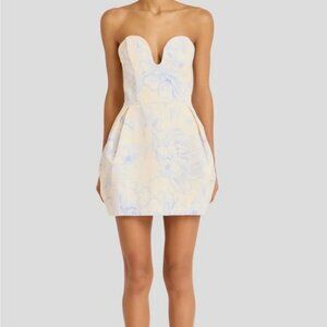 Amanda Uprichard XS Strapless Cream and Blue Dress worn once